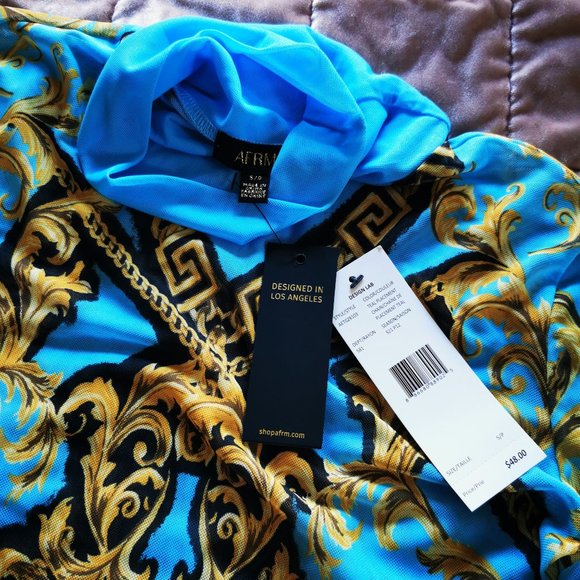 Statement VERSACE inspired sheer turtlenck ~ AFRM size S ~ new with tags - Picture 2 of 4